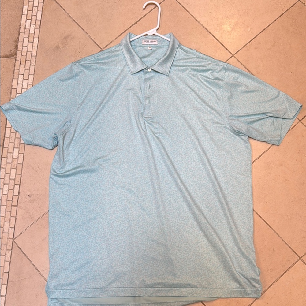 Men's Light Blue Peter Millar XL Polo Shirt